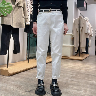 oldcolour休闲简约牛仔裤春季新款高腰直筒百搭九分裤女P13113142