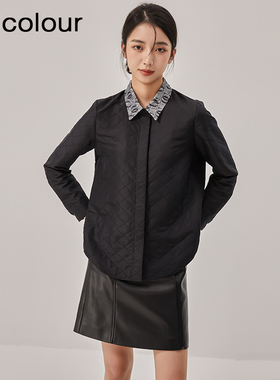 oldcolour2022冬季新款黑色复古气质宽松翻领长袖衬衫女O43013348