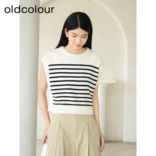 oldcolour秋季新款气质休闲百搭无袖毛织针织背心女BQ380541A1