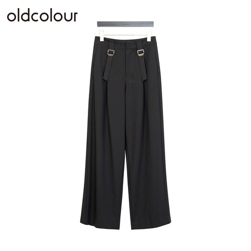 oldcolour欧珂夏季时尚百搭休闲简约通勤直筒纯色长裤女Q210701A1