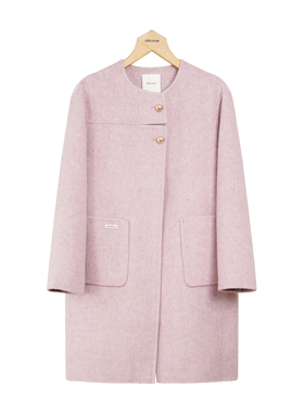 oldcolour冬季时尚保暖气质圆领手工呢料长外套女P411506A1-2399