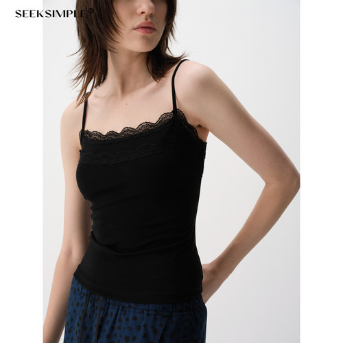 SEEKSIMPLE 蕾丝花边肩带可调节弹力吊带D0935