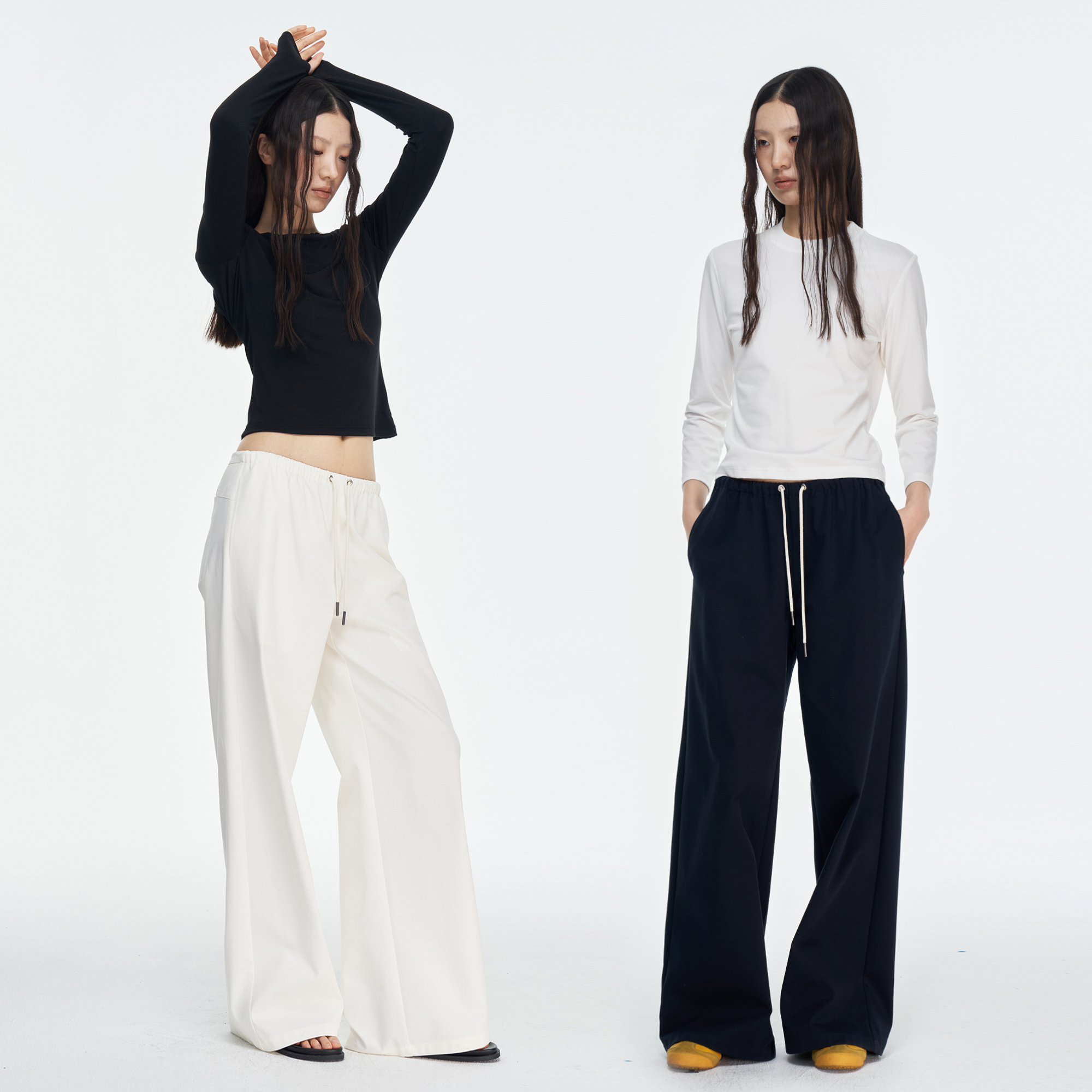 松紧腰抽绳通勤松紧腰抽绳卫裤