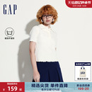 罗纹高弹花边polo领短袖 Gap女装 新款 女友T465241 2024夏季 针织衫