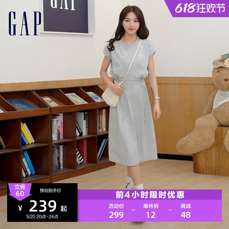 Gap女装无袖抽绳收腰连衣裙