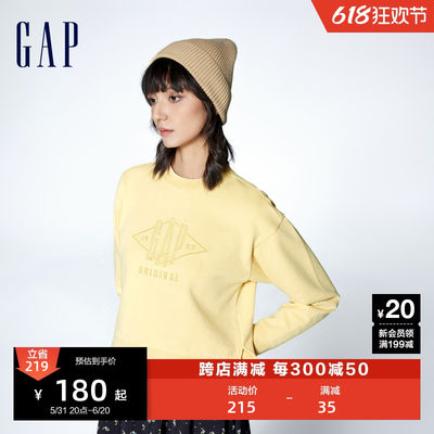 Gap女装LOGO纯棉刺绣圆领卫衣