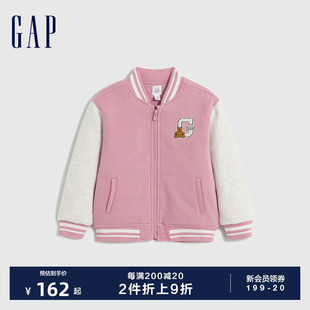 徽标LOGO撞色棒球领棉服夹克儿童装 Gap女幼冬季 运动外套889719