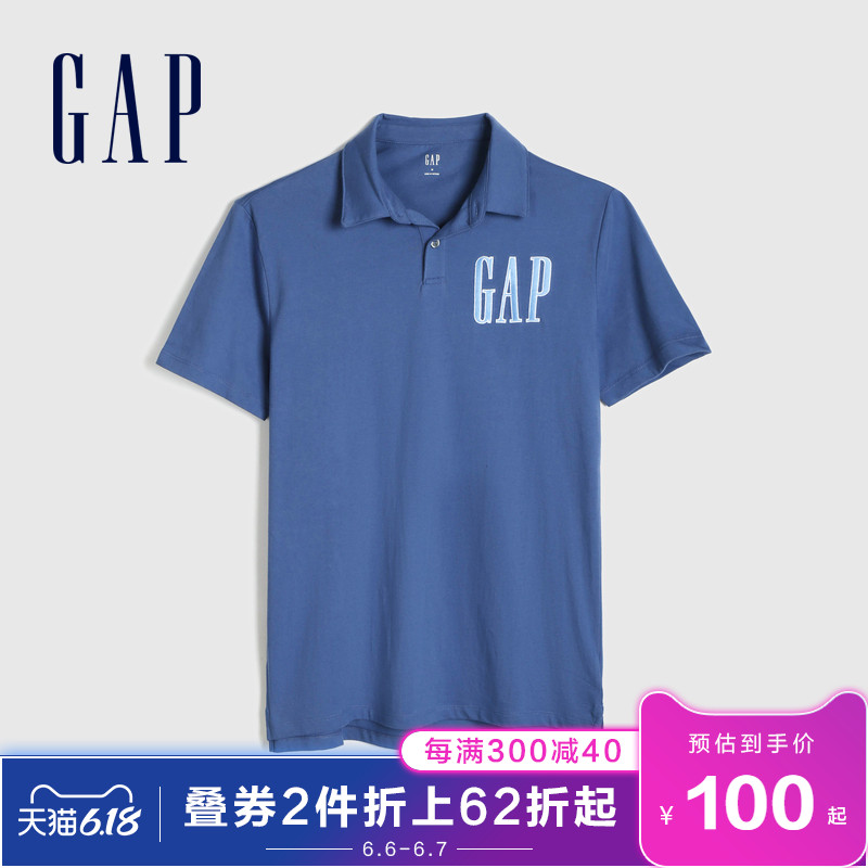 Gap男装纯棉休闲短袖翻领POLO衫夏季590286 2020新款时尚LOGO上衣