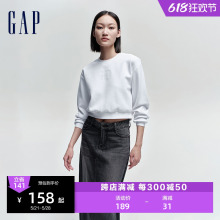 Gap女装春季2024新款LOGO基础款纯色Scuba卫衣时尚圆领上衣874152