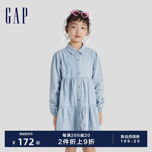 Gap女童春秋纯棉亲肤牛仔长袖连衣裙儿童装洋气舒适娃娃裙810801