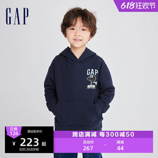 【GAP x JEREMY VILLE联名】男女童抓绒运动卫衣洋气连帽衫847290