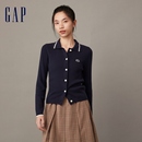 春季 Gap女装 针织开衫 欧阳娜娜同款 运动学院风毛衣高级时尚