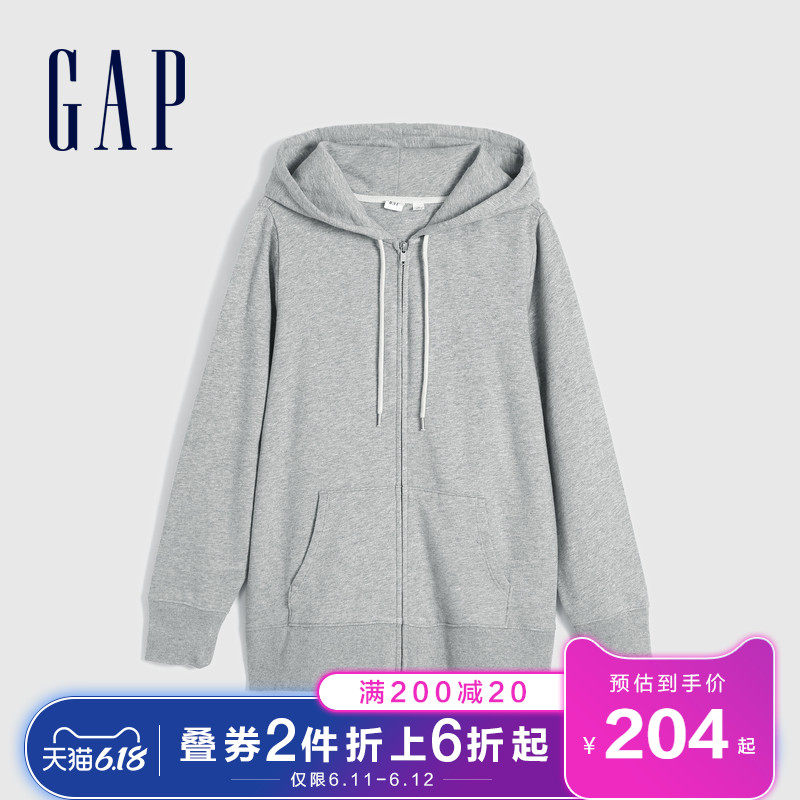 Gap女装简约纯色拉链连帽衫春夏570860 2020新款时尚基础款卫衣