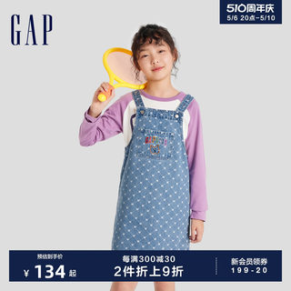 Gap女童春秋LOGO布莱纳小熊牛仔裙儿童装可爱洋气背带裙794490