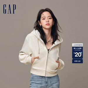 Gap女装LOGO碳素软磨抓绒卫衣