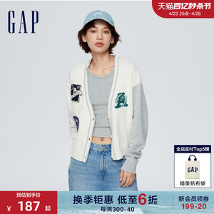 Gap女装春季2024新款LOGO纯色宽松针织开衫时尚洋气毛衣873686