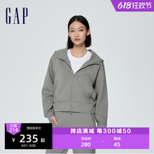 Gap女装春季2024新款宽松廓形拉链Scuba卫衣简约运动连帽衫891632