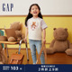 上衣892043 纯棉小熊logo撞色短袖 T恤儿童装 Gap女幼童2024春夏新款