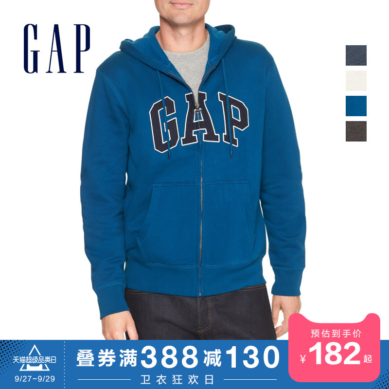 Gap男装时尚连帽卫衣外套秋冬218871 E LOGO抓绒上衣男士运动衫