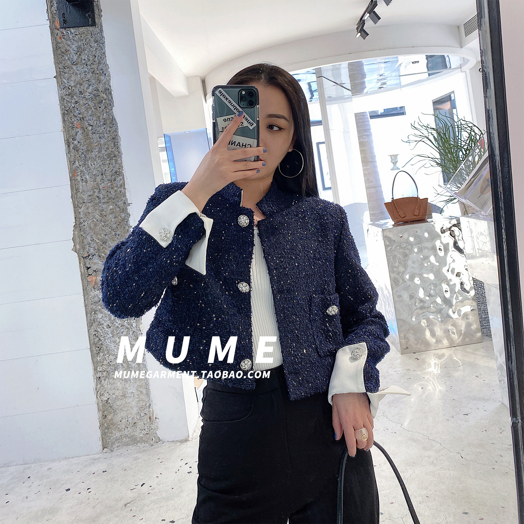 小香风外套名媛亮丝粗花百针织