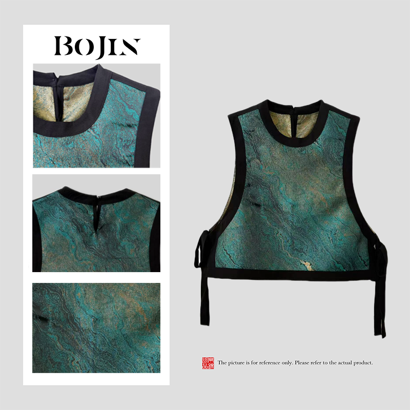 新中式提花织锦缎马甲