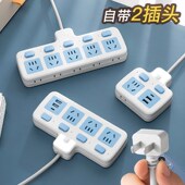 两脚排插2孔双插头插座二相插排带usb两项拖线板二转三脚接插线板