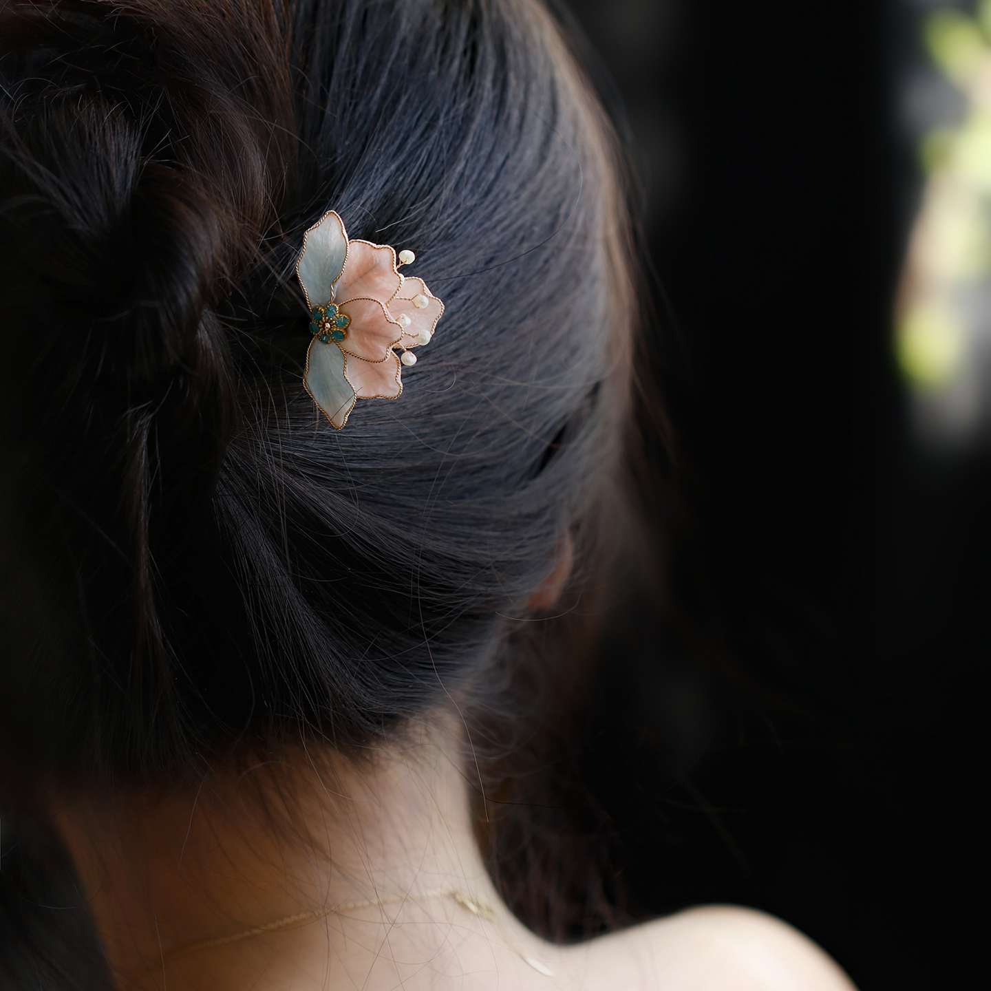 纯手工非遗绒花木簪盘发簪子