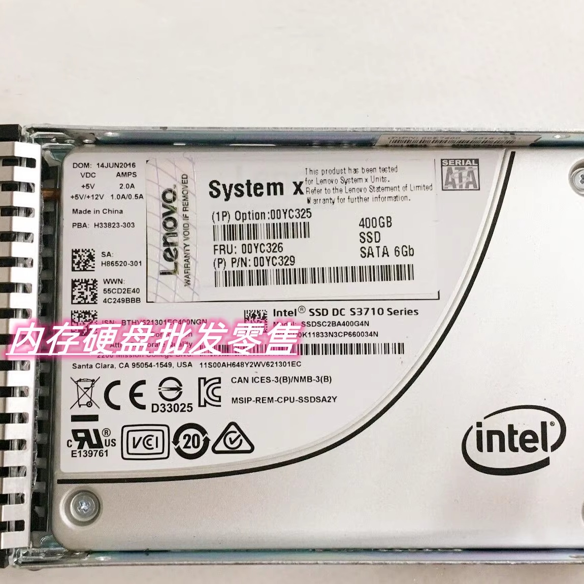 IBM 00YC325 00YC326 400G SATA 2.5 固态 硬盘 X3650M5 X3850X6
