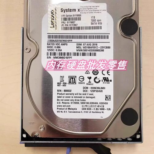 IBM 81Y9806 81Y9807 1T SATA 3.5 7.2K 1TB X3100 X3250 M4硬盘