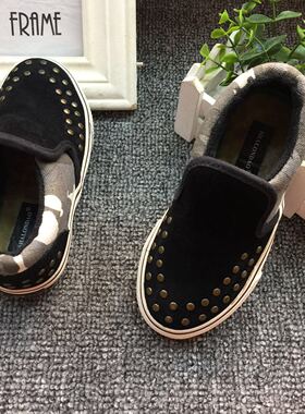 沙龙岛 休闲时尚金属元素 黑色个性潮流男童加绒童鞋BL5D2085