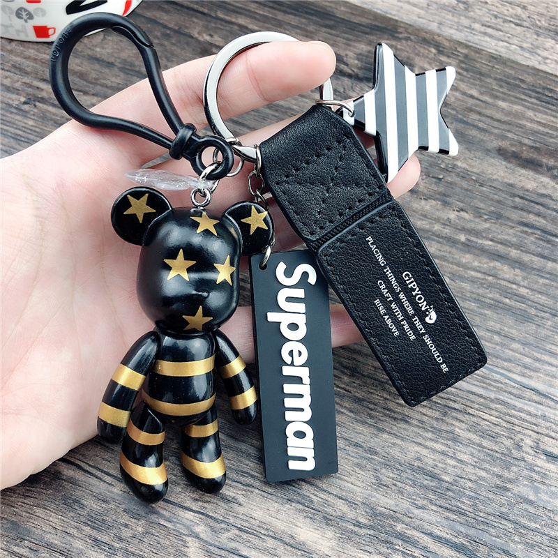 popobe暴力熊挂件真皮手带钥匙扣