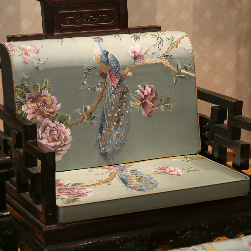 中式红木沙发坐垫罗汉床五件套实木沙发垫带靠背加厚海绵四季通用