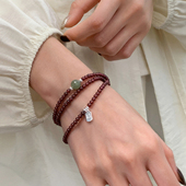 巷南 925纯银石榴石多层串珠手链小众闺蜜新手镯本命年手串女