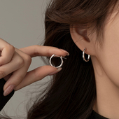 耳钉女款 2026爆款 925银圆圈耳环轻奢新款 小众高级感耳饰 巷南