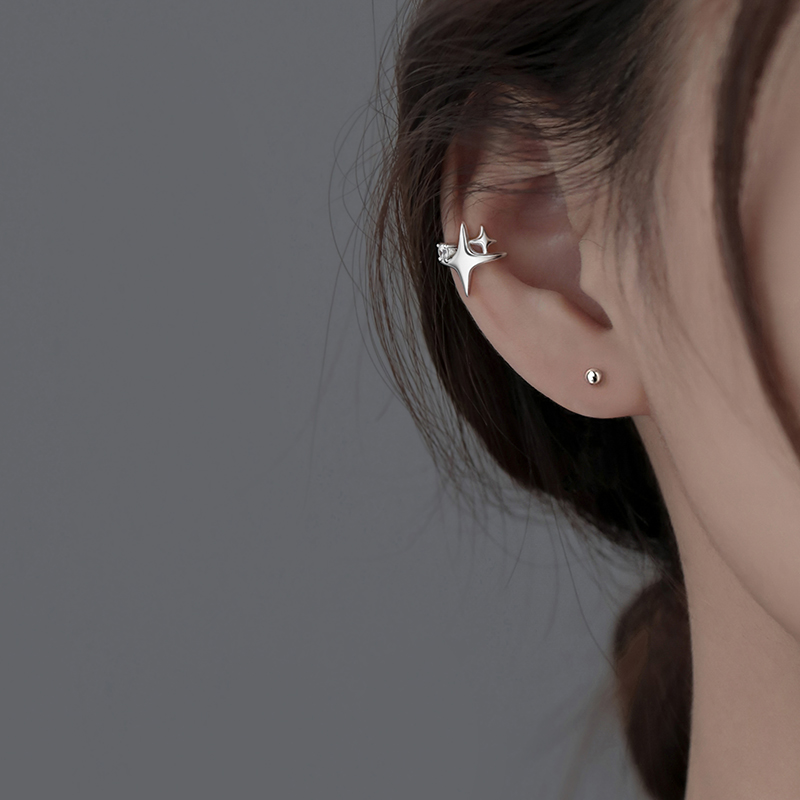 【巷南】925纯银星星耳夹小众设计耳环女无耳洞耳骨夹高级感耳饰