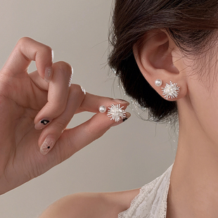 【巷南】999银小烟花耳钉女小众2026新款爆款珍珠耳环高级感耳饰