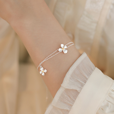 巷南999纯银栀子花手链轻奢闺蜜