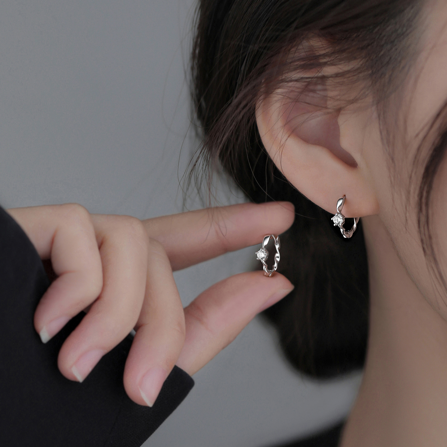 巷南999纯银莫比乌斯耳环轻奢女