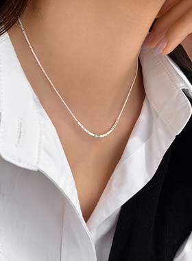 巷南999纯银小方块项链小众高级