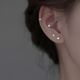 巷南 999纯银锆石耳钉轻奢养耳洞耳骨钉小众高级感耳环女耳饰