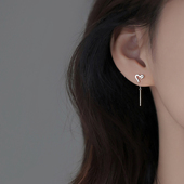 耳饰耳环 爆款 巷南 999纯银爱心耳线轻奢高级感耳钉女2025新款