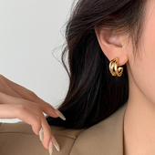 999银缠绕耳钉女小众设计耳环2026新爆款 巷南 轻奢高级感耳饰