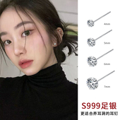 耳环女耳骨钉轻奢小众耳饰 2026爆款 巷南 999纯银闪钻耳钉新款