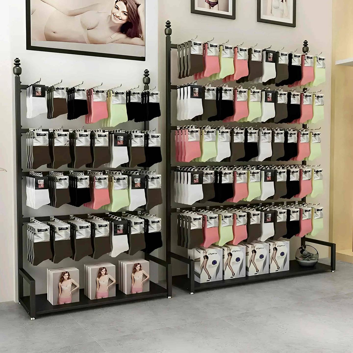 金属靠墙袜子展示架四层五层手机壳陈列架多层饰品架带底板货架