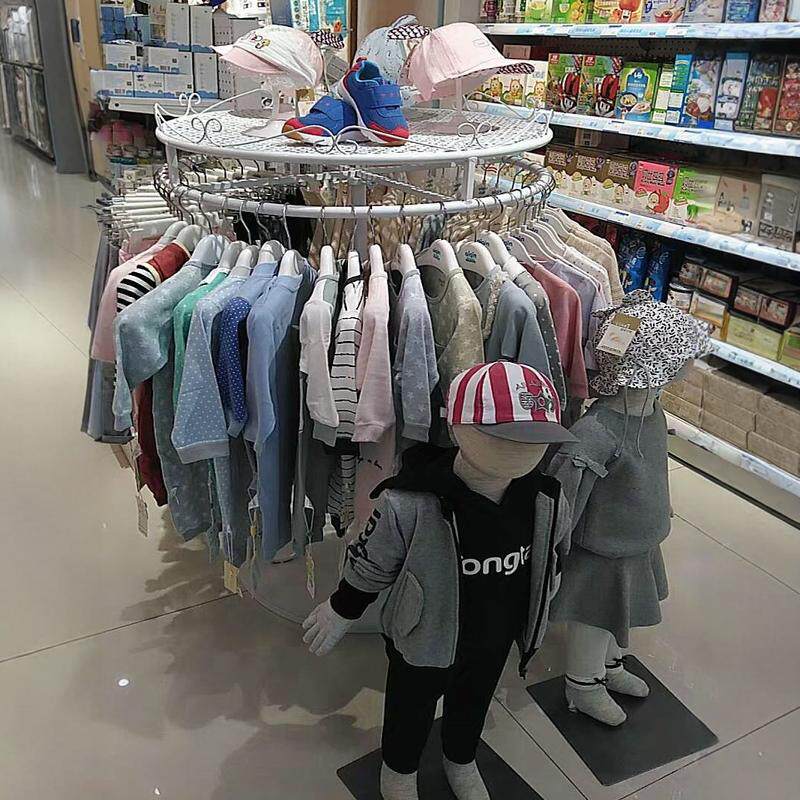 服装店铁艺旋转衣服展示架多功能