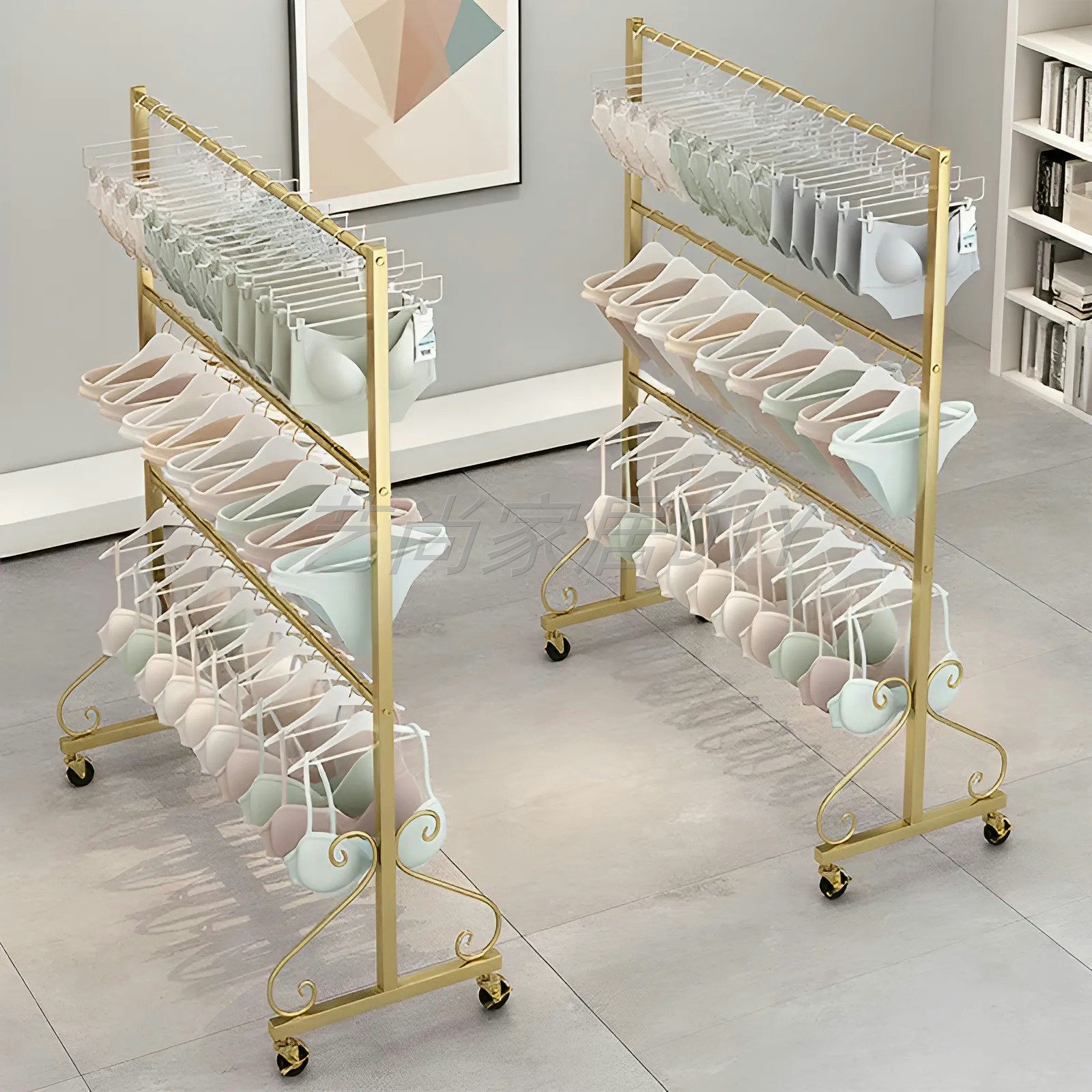 可移动衣架内衣内裤展示架多层