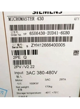 非实价议价议价6SE64302UD416GB0 160kW千瓦 MM430 无滤波器 6SE6