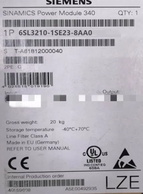 非实价议价议价6SL32101SE238AA0 38A 18.5KW功率模块 PM340 6SL3