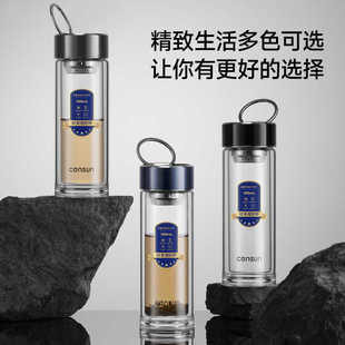 先行双层玻璃杯男女高档商务加厚泡茶杯办公水杯车载便携礼品杯子