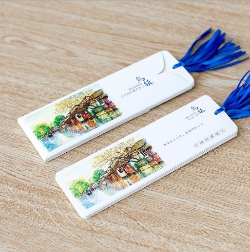 乌镇手绘插画创意纸质书签江南水乡桥里桥景区旅游纪念品文创礼品,文具电教/文化用品/商务用品,书签,淘宝优惠券,粉丝福利购,淘宝优惠卷
